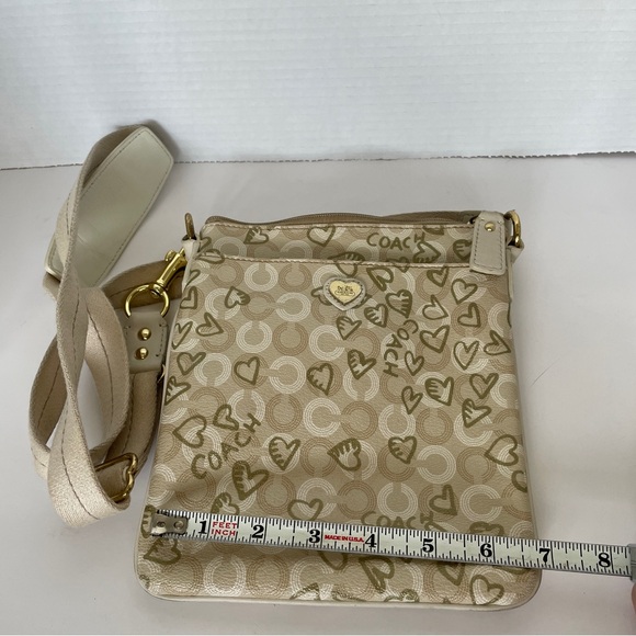 COACH 43758 Waverly Hearts Gold & Khaki PVC Crossbody Swingpack - Picture 6 of 16